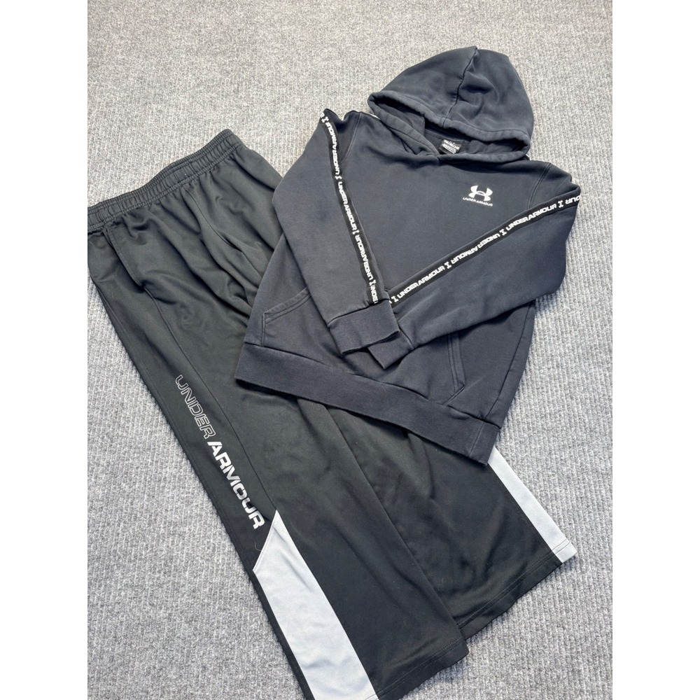 Under Armour Kids Tracksuit Set Black Hoodie and Pants Youth Medium YM 10-12